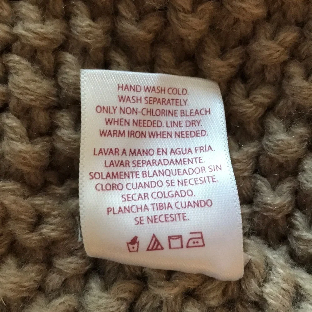 LIGHT BROWN KNIT WOVEN INFINITY SCARF